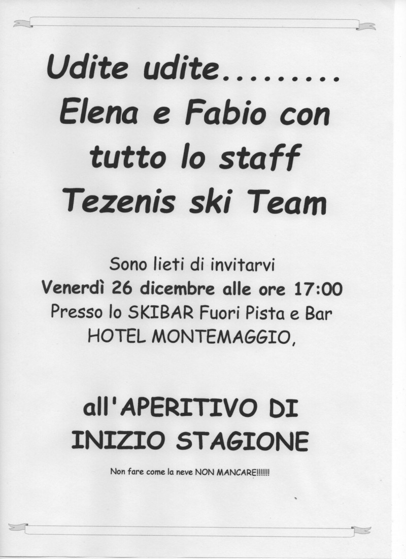 APERITIVO INIZIO STAGIONE