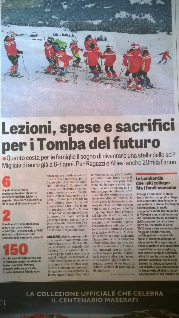 Articolo del 09/01 apparso sulla Gazzetta dello Sport